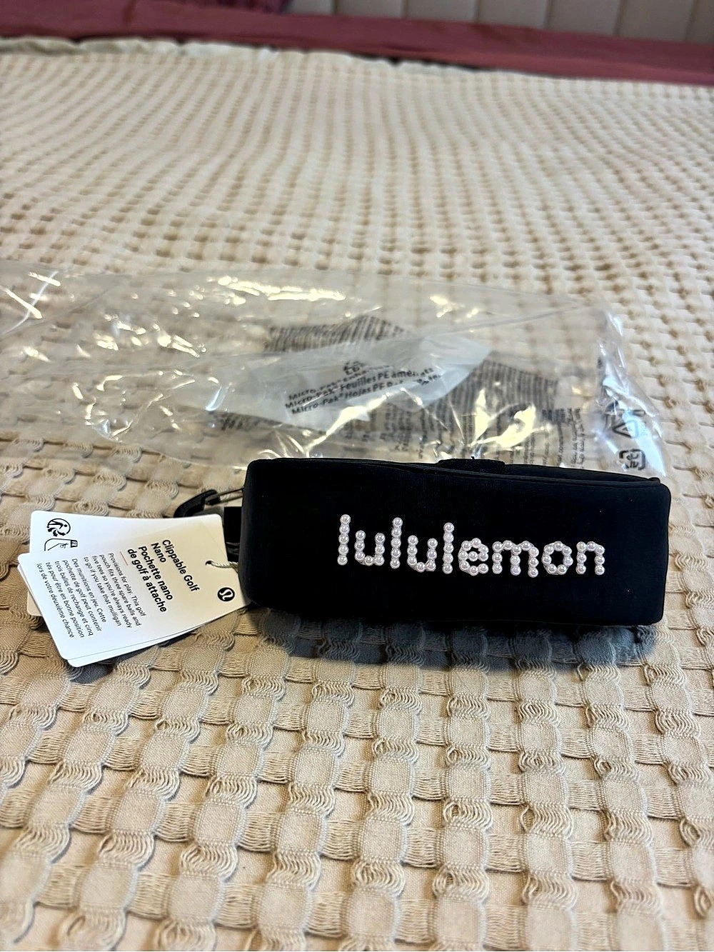 Bedazzled lululemon Black golf ball Pouch NWT
